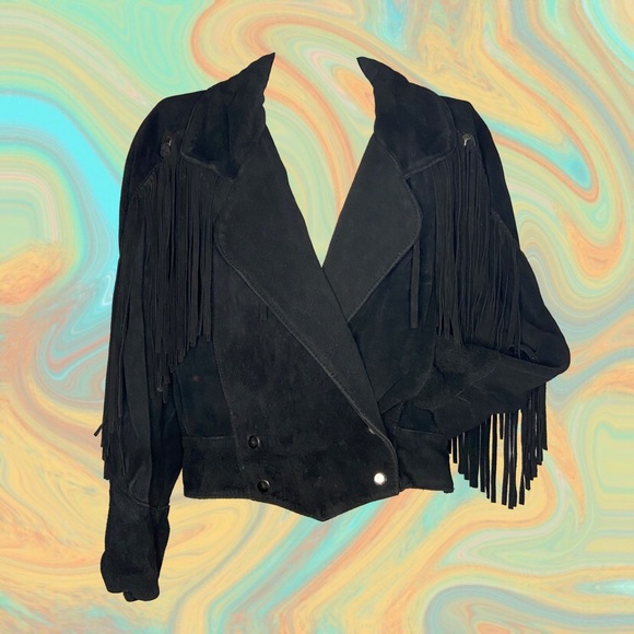 Vintage Jackets & Blazers - Vintage 80s Suede Fringed Coat - EUC